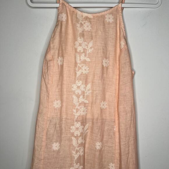 Greek Archaic Kori Peach Linen Maxi Dress Size Small - Picture 6 of 7